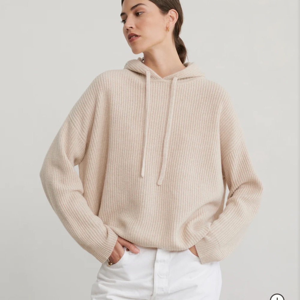 Jenni Kayne cashmere fisherman hoodie Olive Small